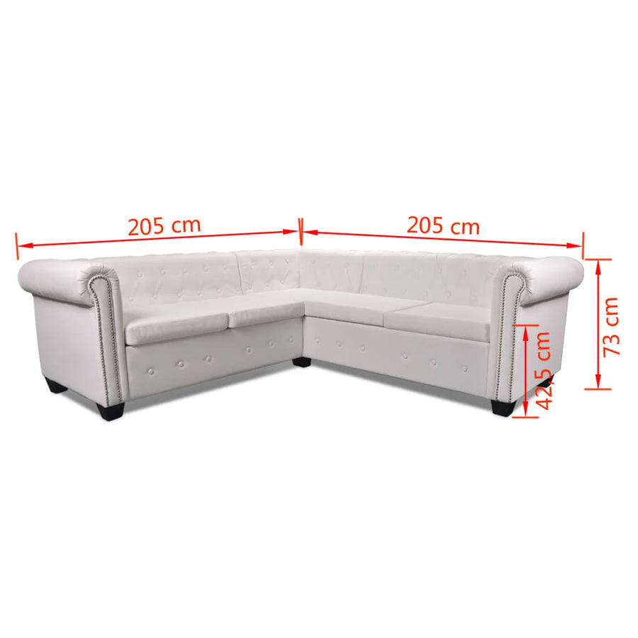 Hoekbank Chesterfield-Stijl Kunstleer Wit