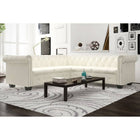 5-seater corner sofa Chesterfield style faux leather white