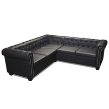 Hoekbank Chesterfield-Stijl Kunstleer Zwart