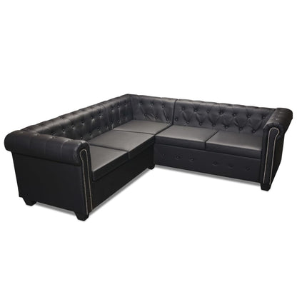 Hoekbank Chesterfield-Stijl Kunstleer Zwart