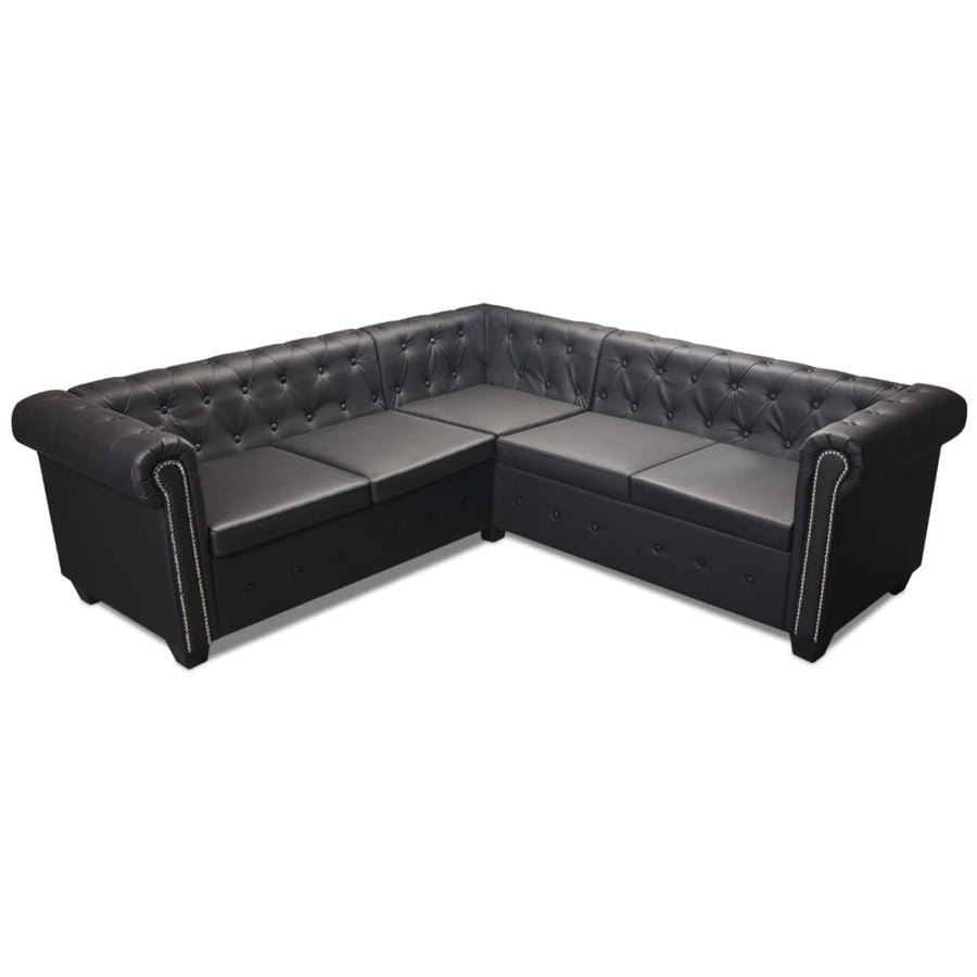 Hoekbank Chesterfield-Stijl Kunstleer Zwart