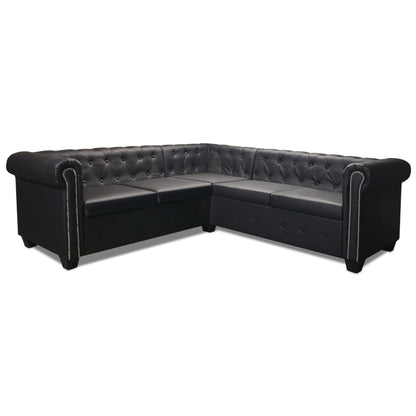 Hoekbank Chesterfield-Stijl Kunstleer Zwart