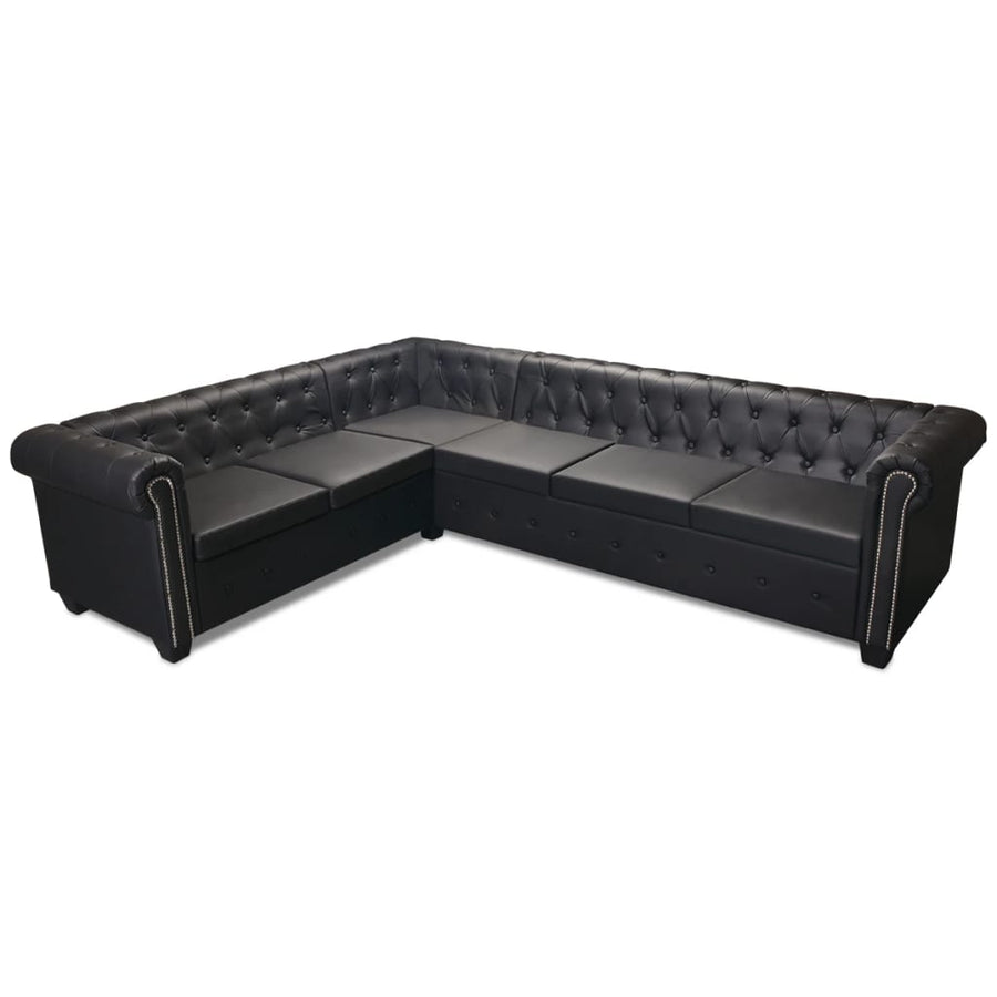 Chesterfield Hoekbank Kunstleer Zwart