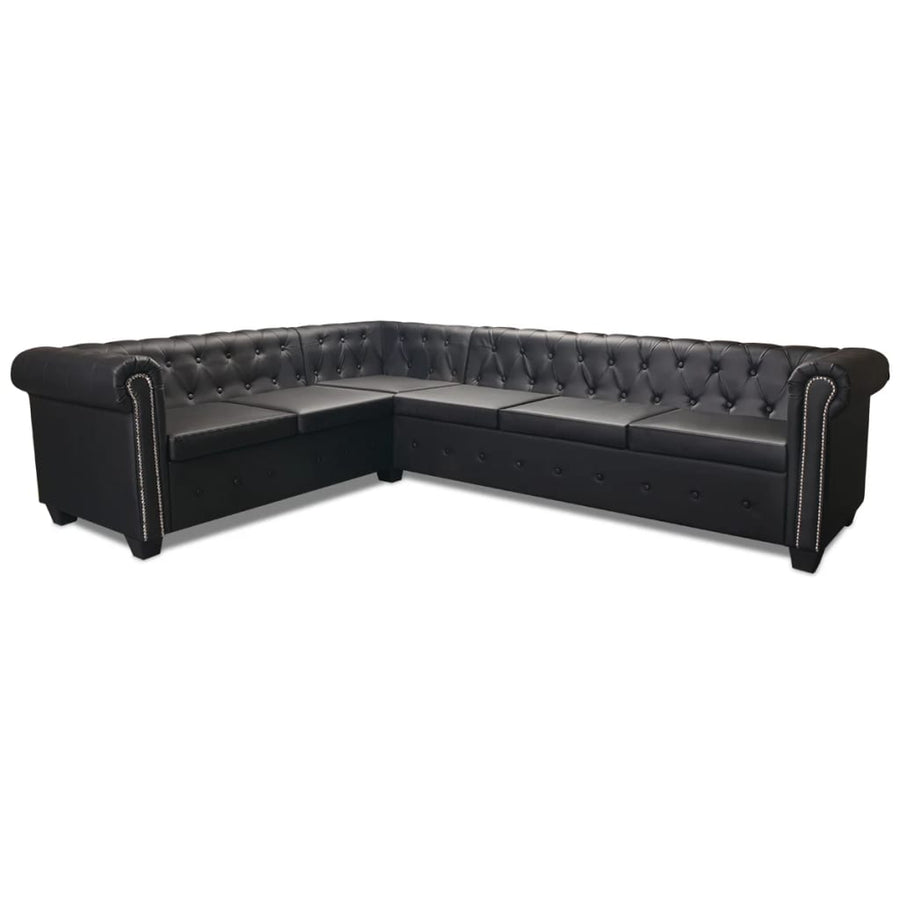 Chesterfield Hoekbank Kunstleer Zwart