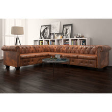 Chesterfield Hoekbank Kunstleer Bruin