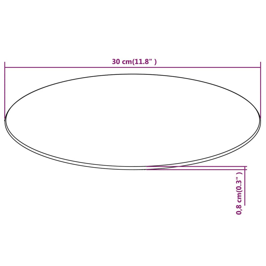 Tafelblad Van Gehard Glas 300 Mm Rond 1 Ø 30 cm Doorzichtig