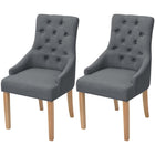 Eetkamerstoelen 2 st donkergrijs stof