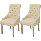 Eetkamerstoelen 2 stuks stof crèmekleurig