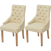 Eetkamerstoelen 2 stuks stof crèmekleurig