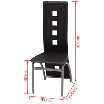 Eetkamerstoelen Kunstleer 2 Zwart