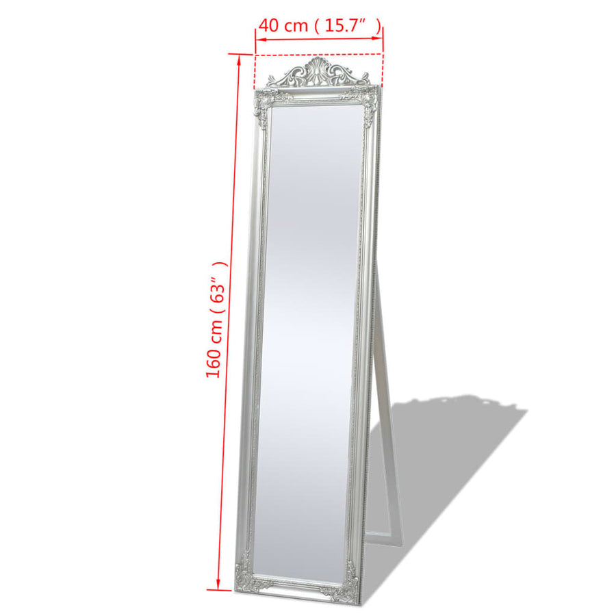 Vrijstaande Spiegel Barok 60X40Cm Zilver