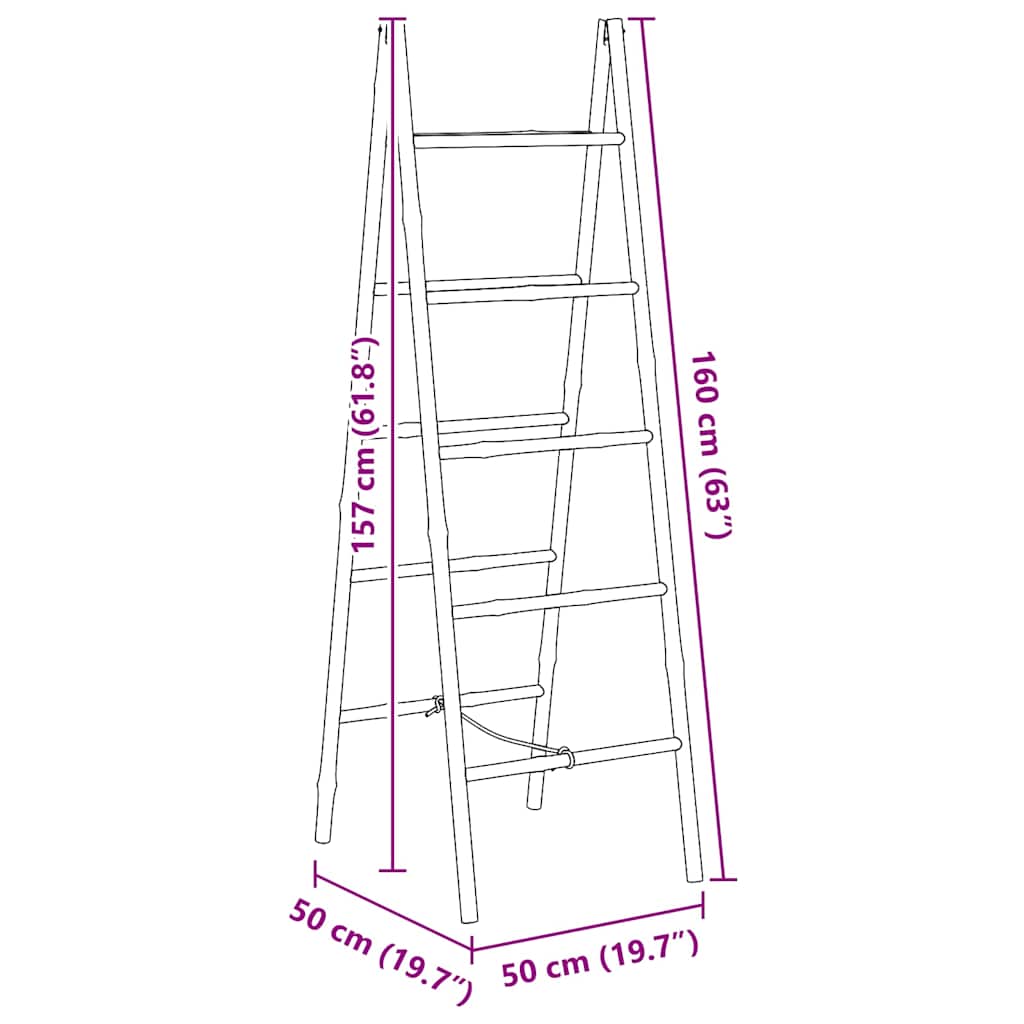 Dubbele handdoekenladder met 5 tredes 50x160 cm bamboe