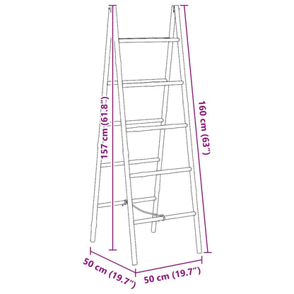 Dubbele handdoekenladder met 5 tredes 50x160 cm bamboe