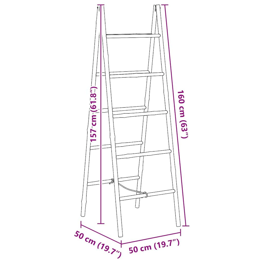 Dubbele handdoekenladder met 5 tredes 50x160 cm bamboe