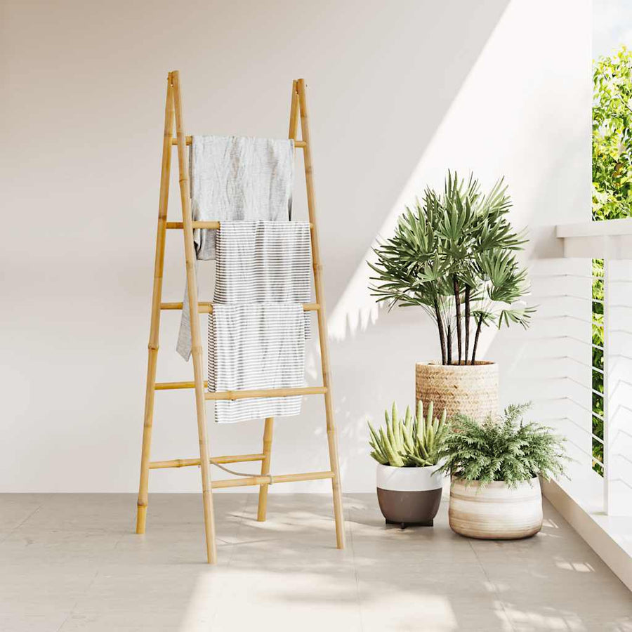 Dubbele handdoekenladder met 5 tredes 50x160 cm bamboe