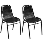 Eetkamerstoelen 2 stuks echt leer zwart