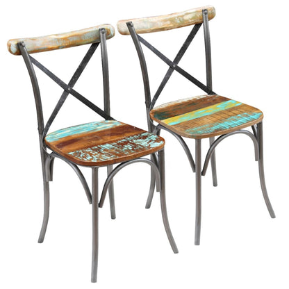 Eetkamerstoelen 2 massief gerecycled hout