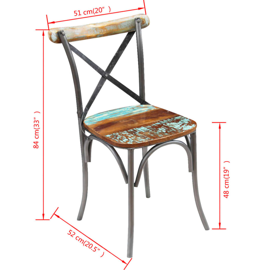 Eetkamerstoelen 2 massief gerecycled hout