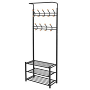 Kledingrek met schoenenopberger 68x32x182,5 cm zwart