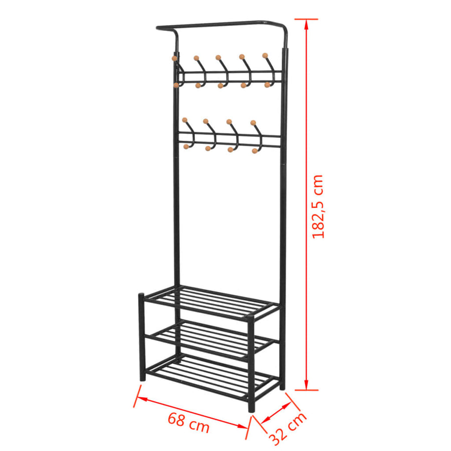 Kledingrek Met Schoenenopberger 68X32X82,5 Cm Zwart