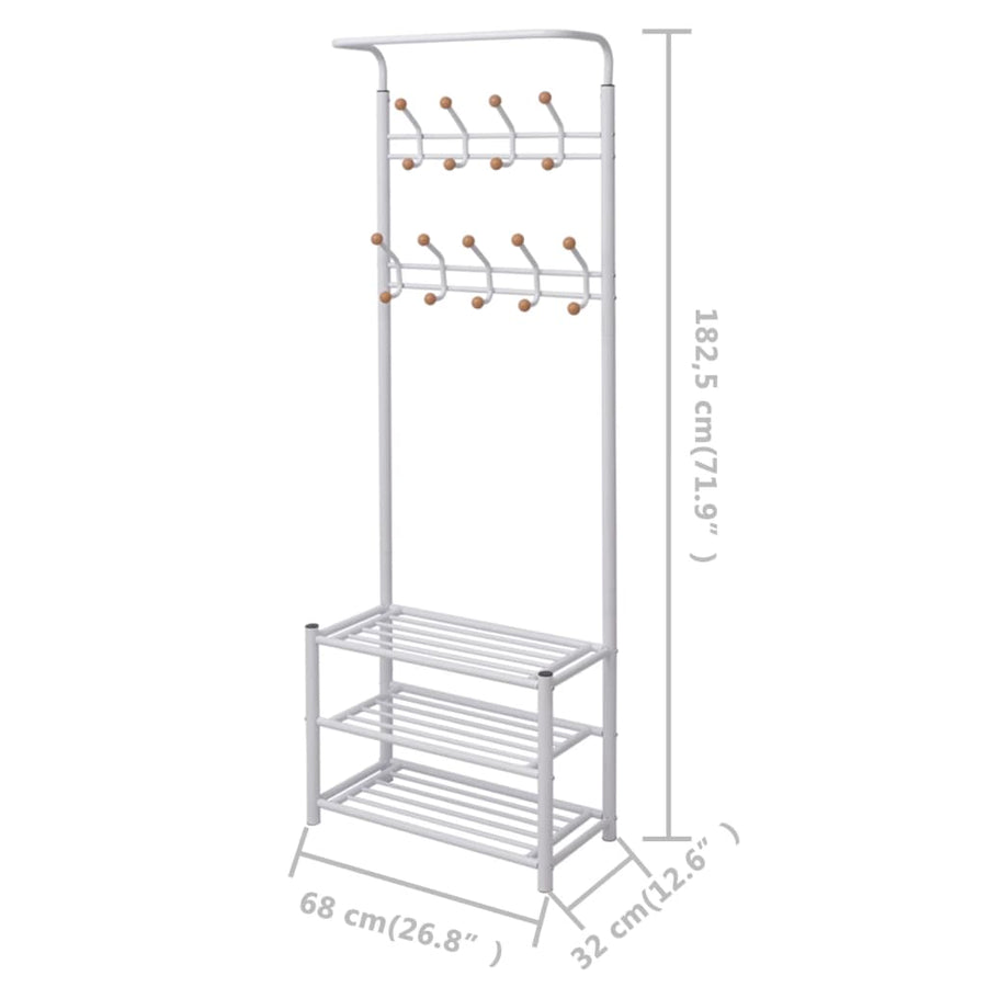 Kledingrek Met Schoenenopberger 68X32X82,5 Cm Wit