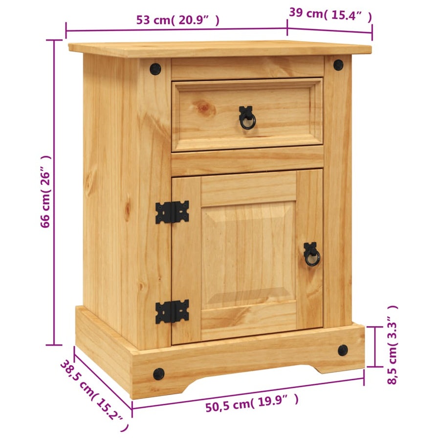 Nachtkastje Mexicaans Grenenhout Corona-Stijl 53X39X66 Cm Bruin