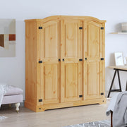 Kledingkast massief grenenhout 3 deuren 150x52x170 cm