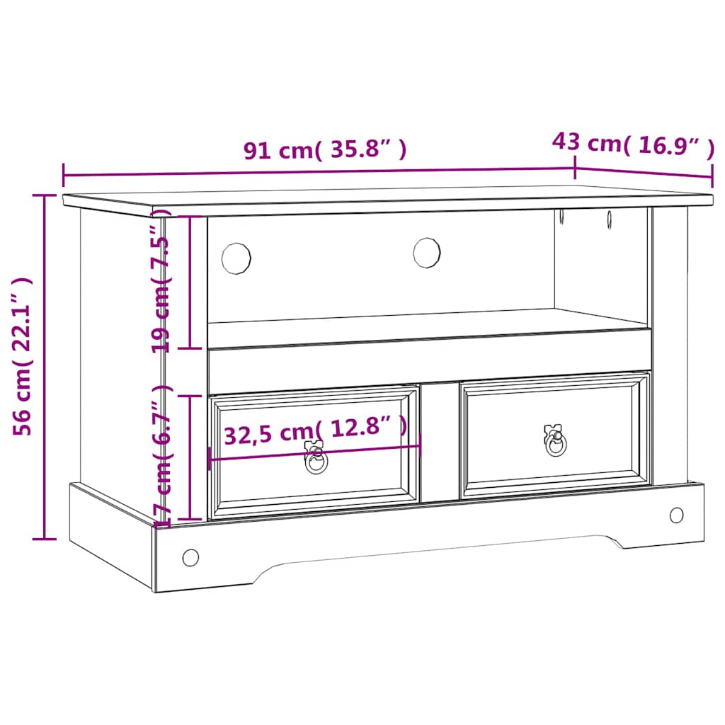Tv-Meubel Mexicaans Grenenhout Corona-Stijl 91X43X56 Cm Bruin