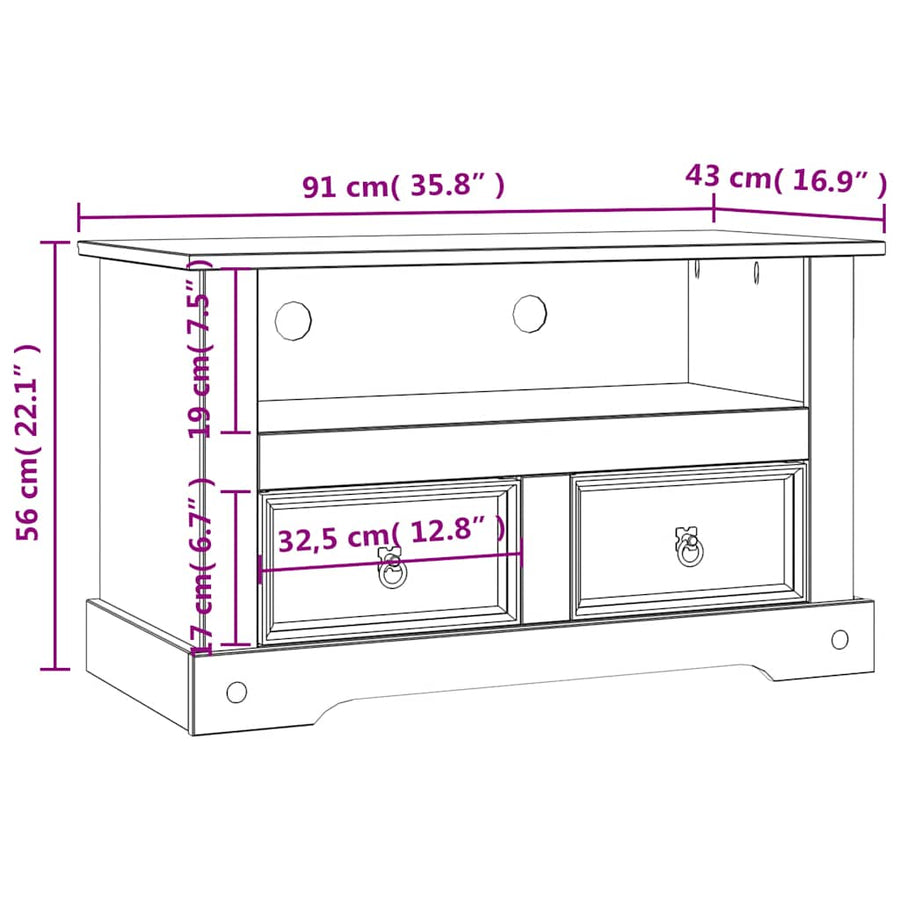 Tv-Meubel Mexicaans Grenenhout Corona-Stijl 91X43X56 Cm Bruin