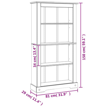 Boekenkast Grenenhout Met 4 Planken Corona-Stijl 8X29X50 Cm 150 cm Bruin
