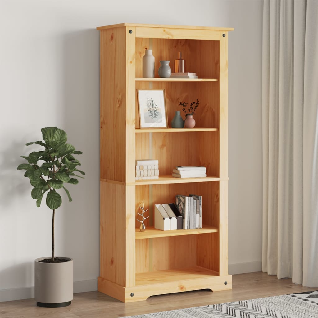 Boekenkast Met 5 Planken Corona-Stijl 8X40X70 Cm Grenenhout 170 cm Bruin