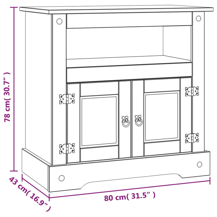 Tv-Meubel Mexicaans Grenenhout Corona-Stijl 80X43X78 Cm Bruin