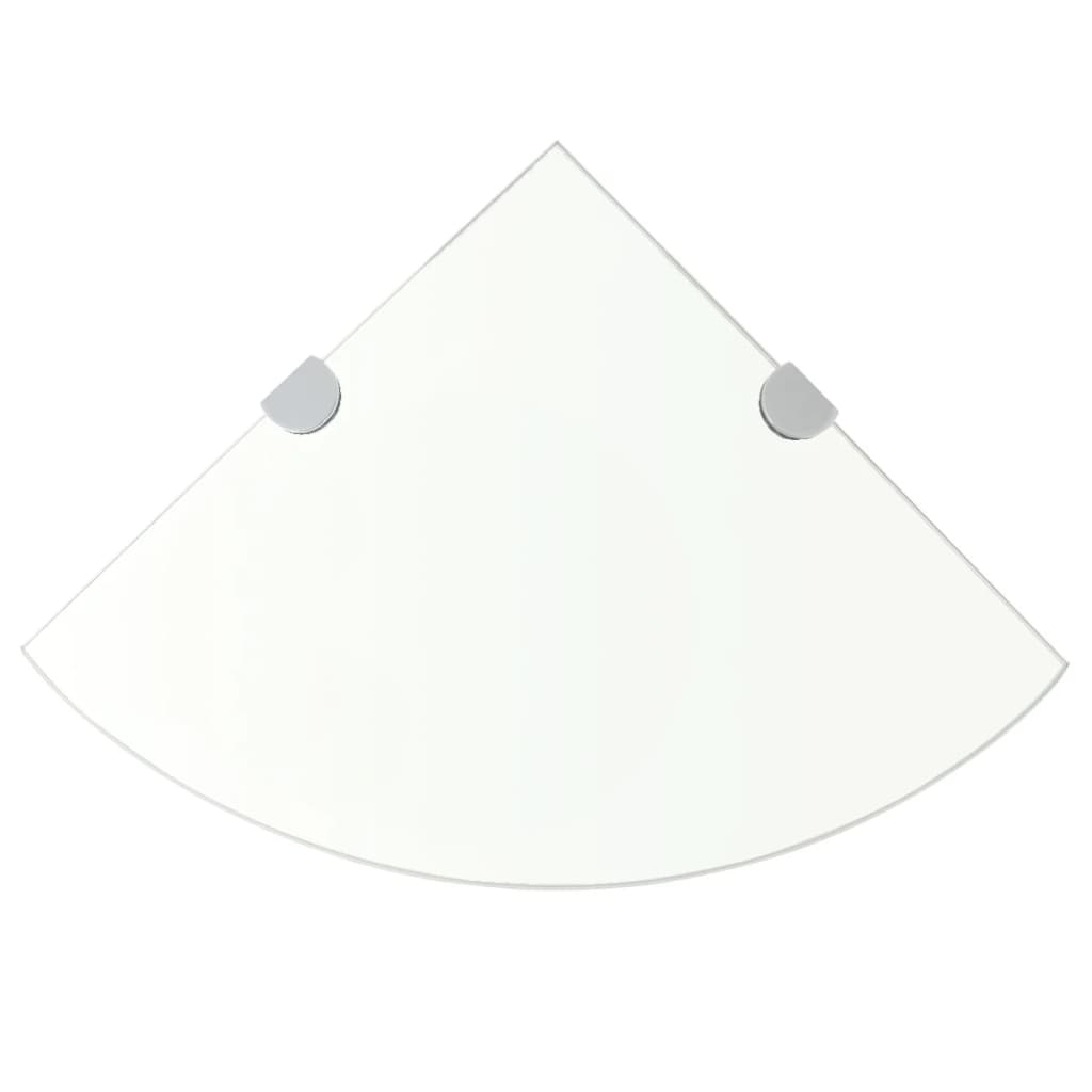 Hoekschap Met Chromen Dragers Transparant Glas 1 25 x 25 cm Doorzichtig