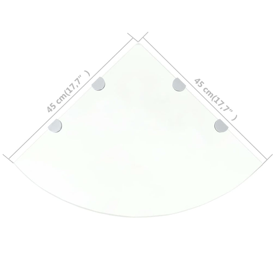 Hoekschap Met Chromen Dragers Transparant Glas 1 45 x 45 cm Doorzichtig