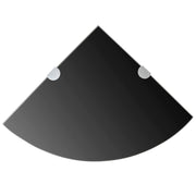 Hoekplank glas 25x25 cm zwart met chromen dragers