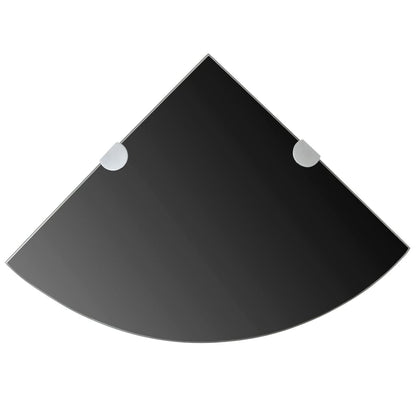 Hoekplank Met Chromen Dragers Glas 1 25 x 25 cm Zwart