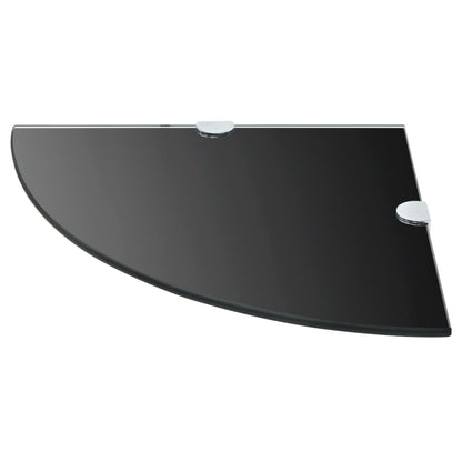 Hoekplank Met Chromen Dragers Glas 1 25 x 25 cm Zwart