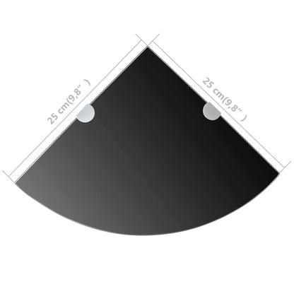 Hoekplank Met Chromen Dragers Glas 1 25 x 25 cm Zwart