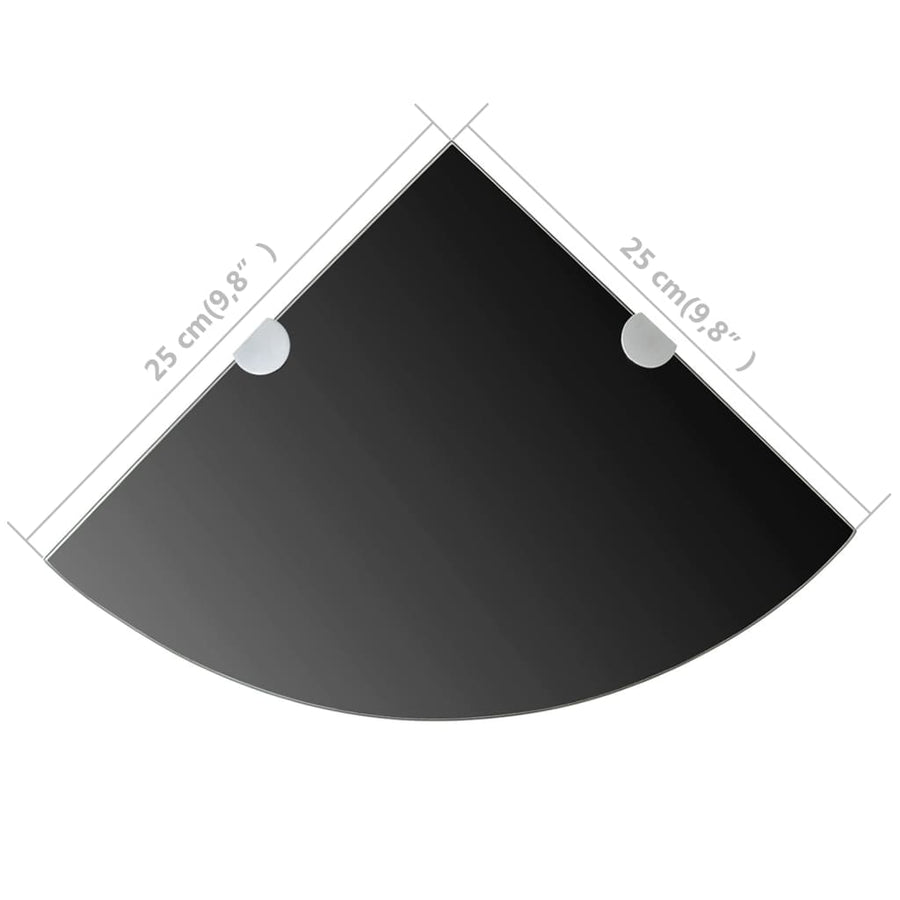 Hoekplank Met Chromen Dragers Glas 1 25 x 25 cm Zwart