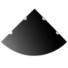 Corner shelf with chrome brackets black 45x45 cm glass