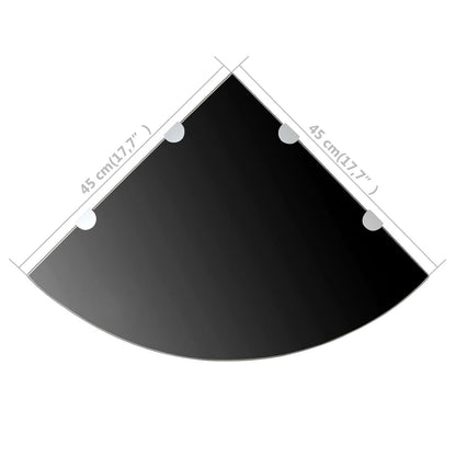 Hoekschap Met Chromen Dragers Glas 1 45 x 45 cm Zwart