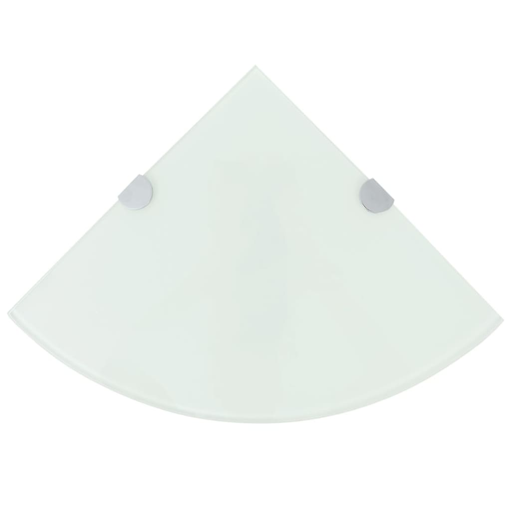 Hoekschap Met Chromen Dragers Glas 1 25 x 25 cm Wit