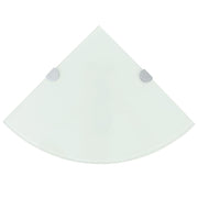 Hoekschap 25x25 cm glas wit met chromen dragers