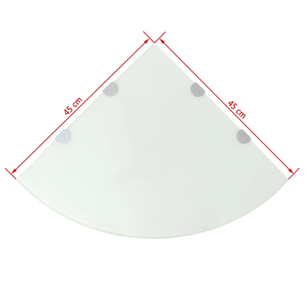 Hoekschap Met Chromen Dragers Glas 1 45 x 45 cm Wit