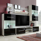 Wall display TV cabinet with LED lighting black 5-piece