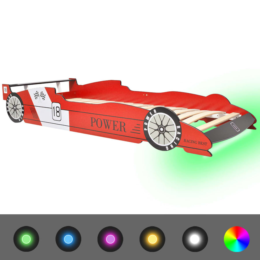 Kinderbed Raceauto Met Led-Verlichting 90X200 Cm Rood