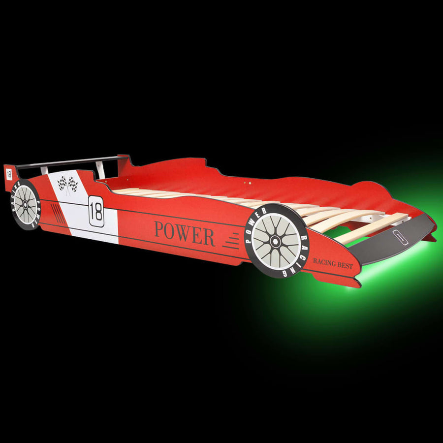 Kinderbed Raceauto Met Led-Verlichting 90X200 Cm Rood