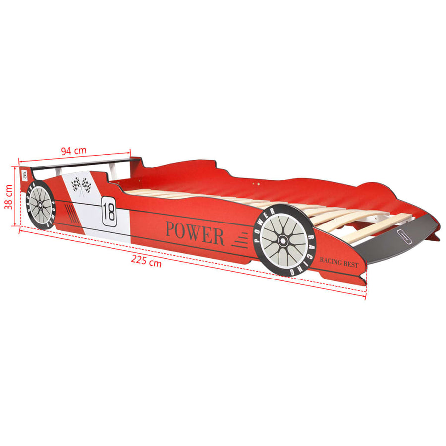 Kinderbed Raceauto Met Led-Verlichting 90X200 Cm Rood