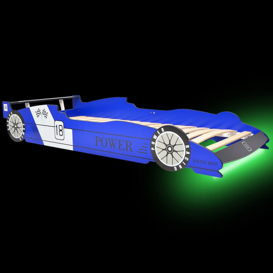 Kinderbed Raceauto Met Led-Verlichting 90X200 Cm Blauw