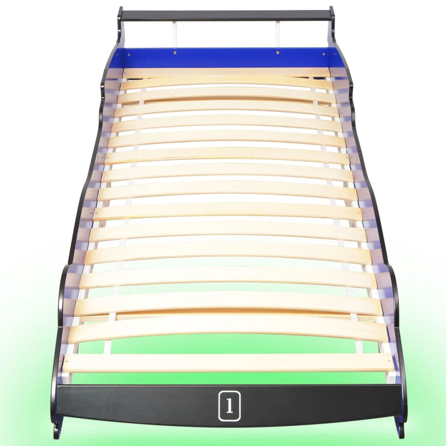 Kinderbed Raceauto Met Led-Verlichting 90X200 Cm Blauw